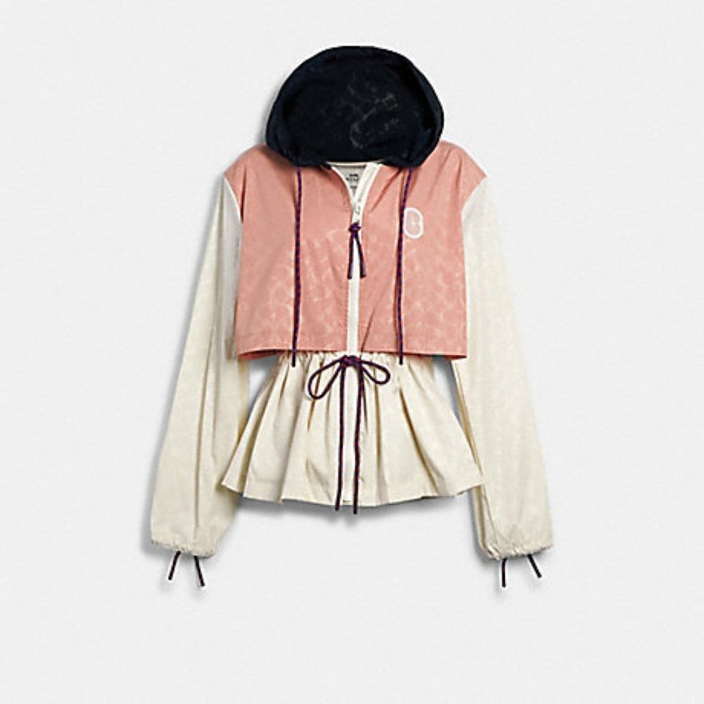 Coach Ladies Signature Sporty Jacket  Pink/cream  Size: L